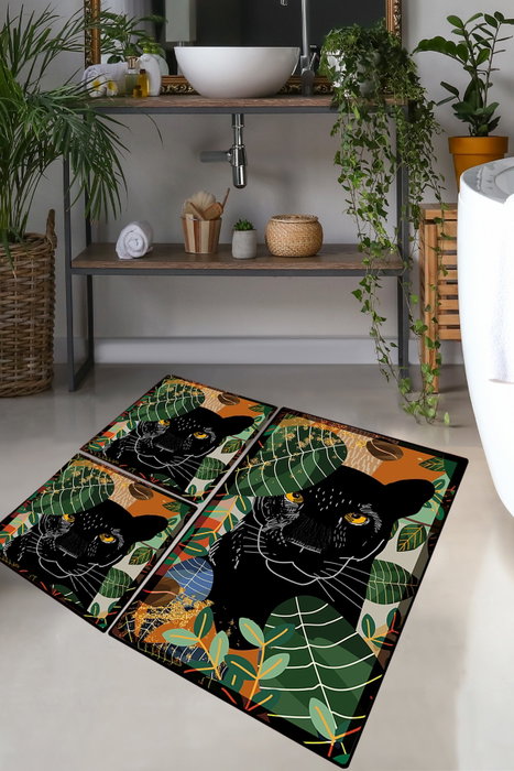 Mijölnir Juego de Alfombrillas de Baño Multicolor de 3 Piezas Mijölnir Juego de Alfombrillas de Baño Multicolor de 3 Piezas